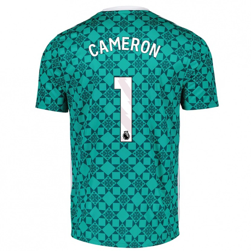 Danxen Mujer Camiseta Dan Cameron #1 Verde Blanco Portero Equipación 2025/26 La Camisa