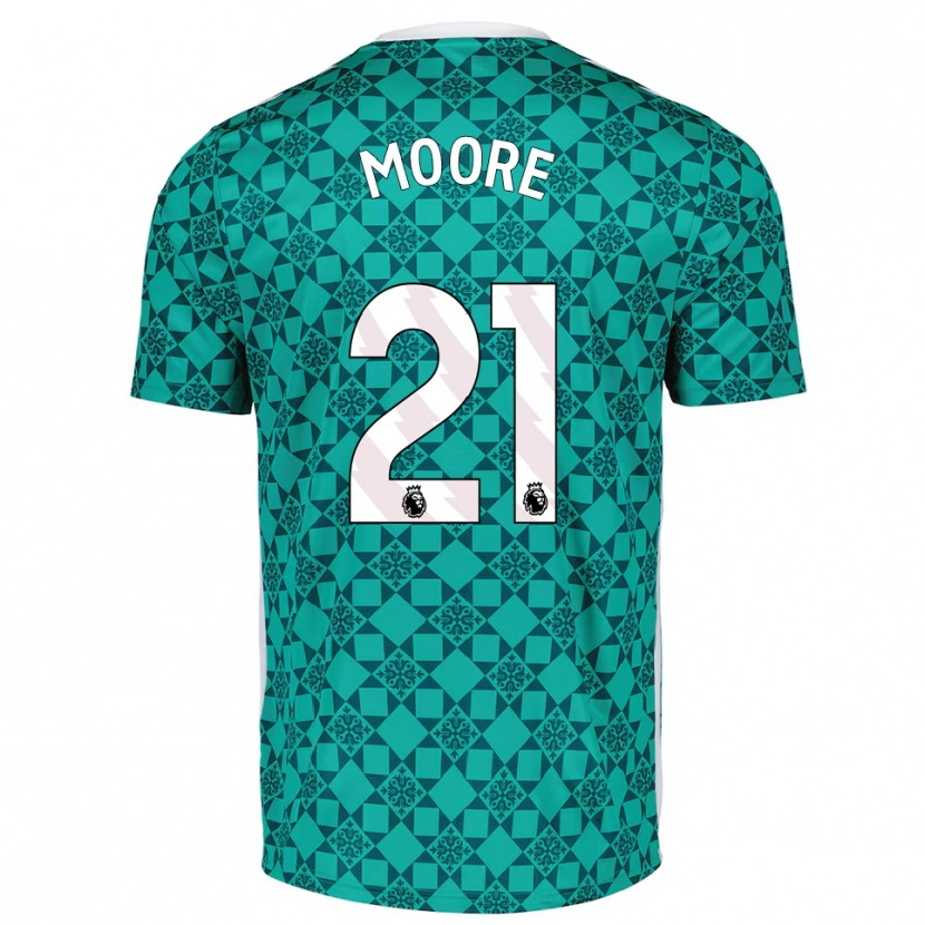 Danxen Mujer Camiseta Simon Moore #21 Verde Blanco Portero Equipación 2025/26 La Camisa