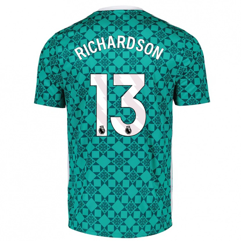 Danxen Mujer Camiseta Adam Richardson #13 Verde Blanco Portero Equipación 2025/26 La Camisa