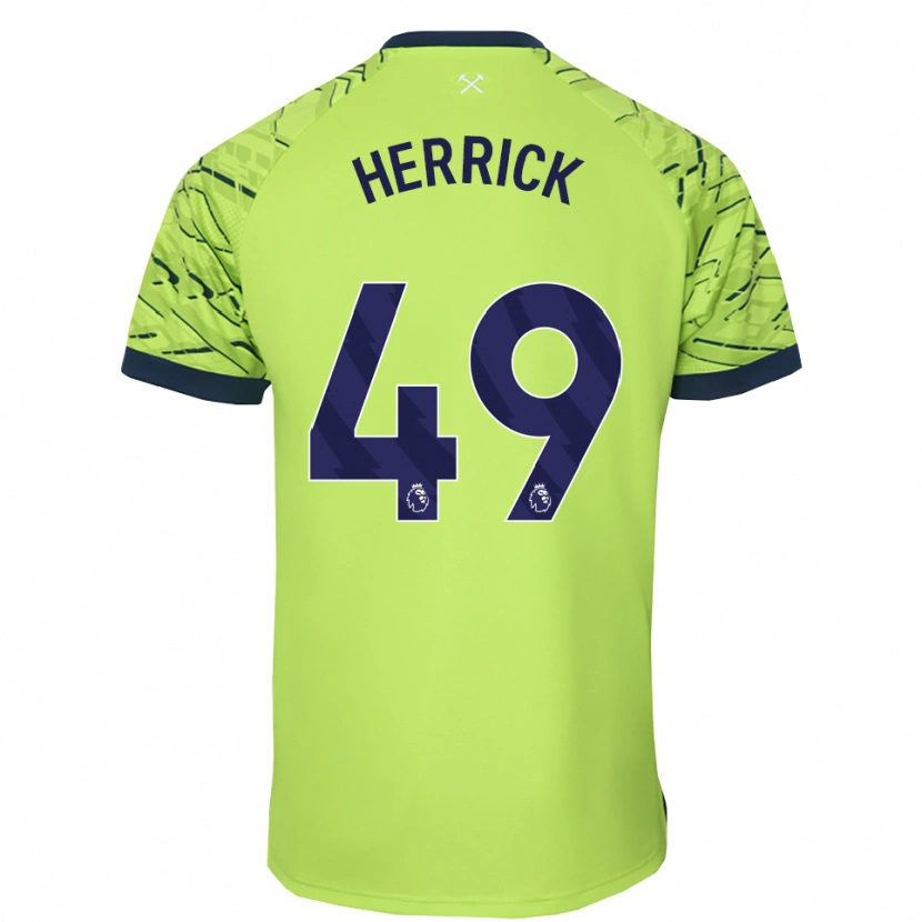 Danxen Mujer Camiseta Finlay Herrick #49 Verde Fluorescente Portero Equipación 2025/26 La Camisa