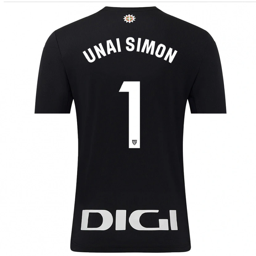 Danxen Mujer Camiseta Unai Simón #1 Negro Blanco Portero Equipación 2025/26 La Camisa