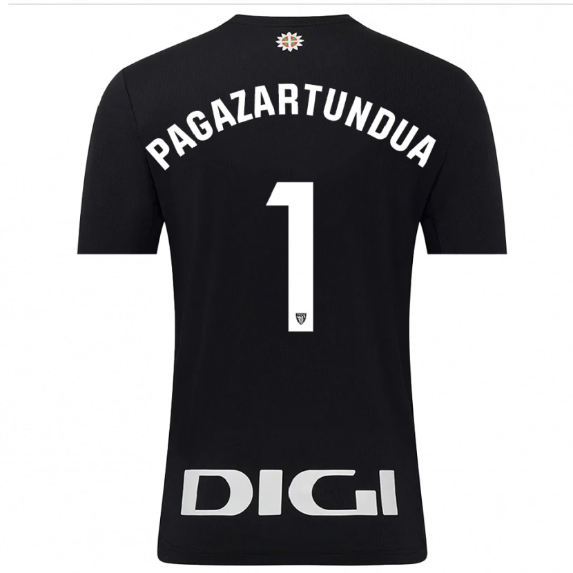 Danxen Mujer Camiseta Iker Pagazartundua #1 Negro Blanco Portero Equipación 2025/26 La Camisa