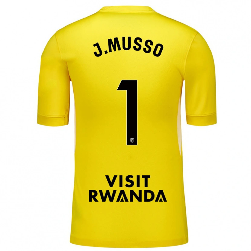 Danxen Mujer Camiseta Juan Musso #1 Amarillo Negro Portero Equipación 2025/26 La Camisa
