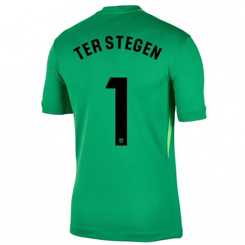 Danxen Mujer Camiseta Marc-André ter Stegen #1 Verde Negro Portero Equipación 2025/26 La Camisa