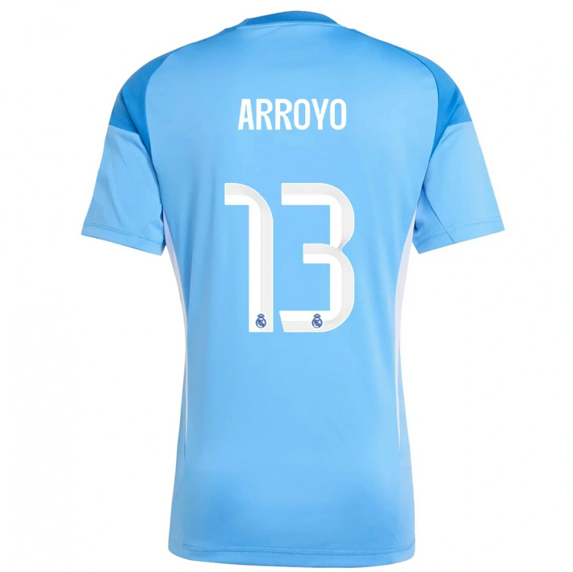 Danxen Mujer Camiseta Diego Arroyo #13 Azul Cielo Blanco Portero Equipación 2025/26 La Camisa