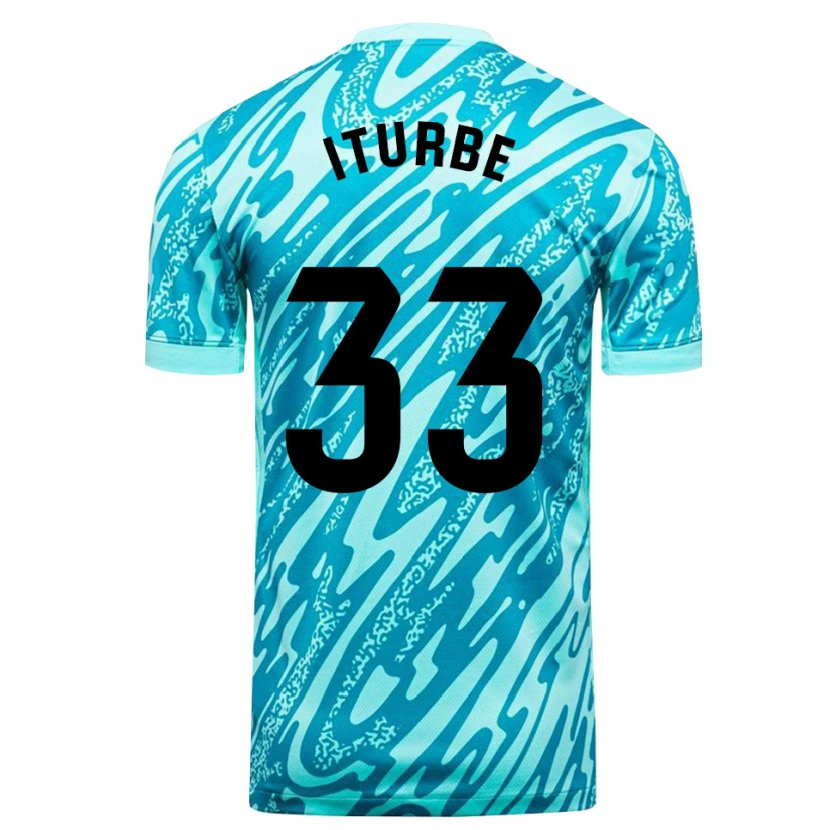 Danxen Mujer Camiseta Alejandro Iturbe #33 Azul Cielo Blanco Portero Equipación 2025/26 La Camisa