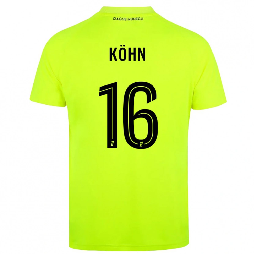 Danxen Mujer Camiseta Philipp Köhn #16 Verde Fluorescente Negro Portero Equipación 2025/26 La Camisa