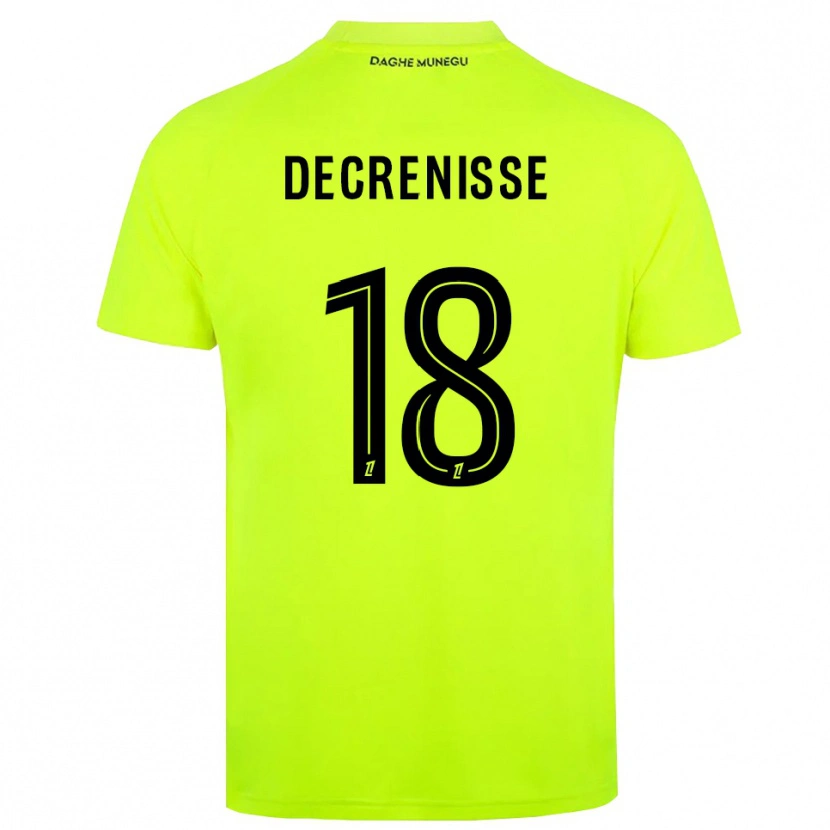 Danxen Mujer Camiseta Axel Decrenisse #18 Verde Fluorescente Negro Portero Equipación 2025/26 La Camisa