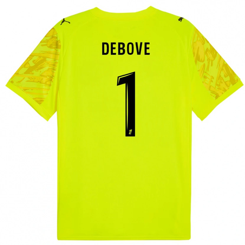 Danxen Mujer Camiseta Maxime Debove #1 Verde Fluorescente Amarillo Portero Equipación 2025/26 La Camisa