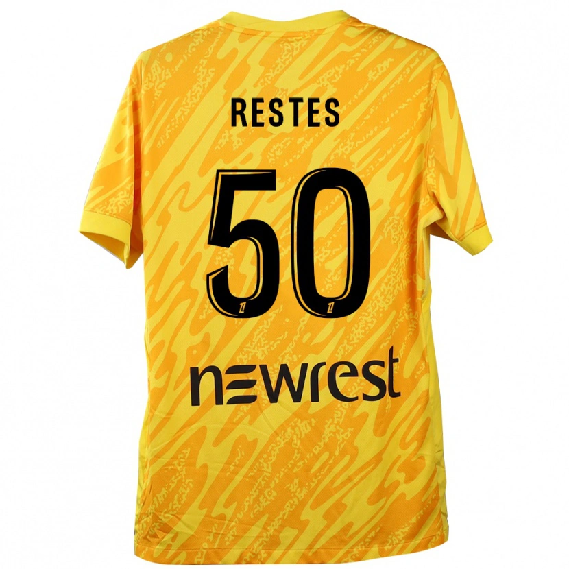 Danxen Mujer Camiseta Guillaume Restes #50 Amarillo Negro Portero Equipación 2025/26 La Camisa