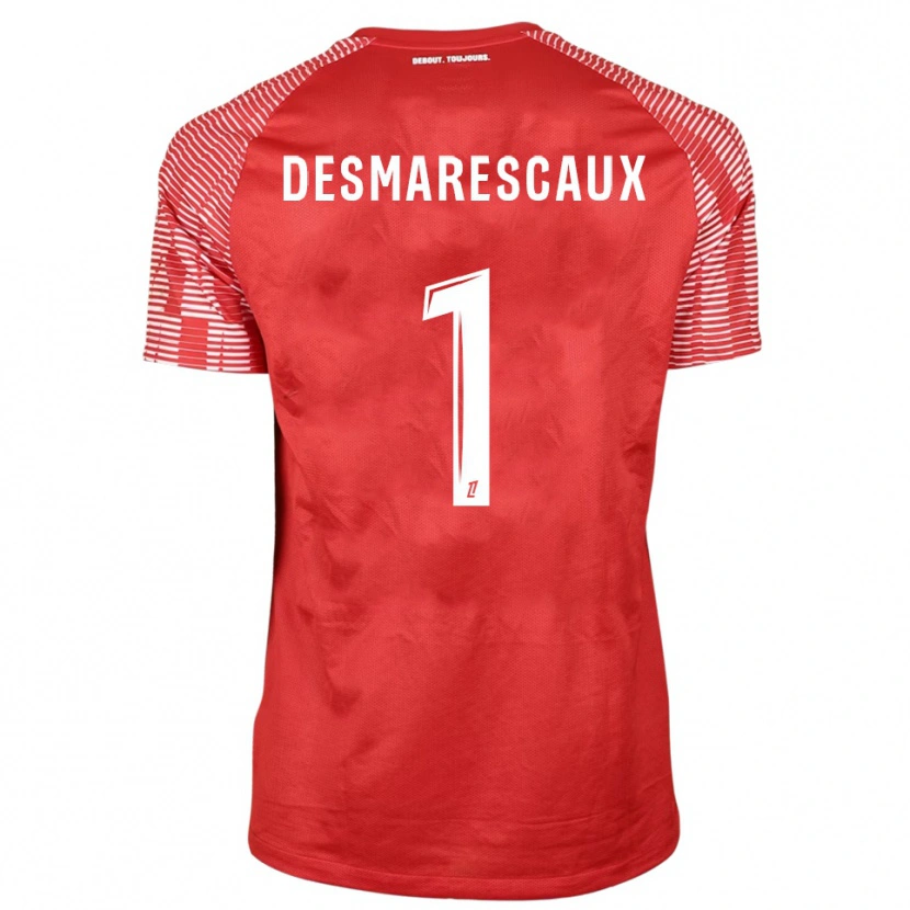 Danxen Mujer Camiseta Émile Desmarescaux #1 Rojo Blanco Portero Equipación 2025/26 La Camisa