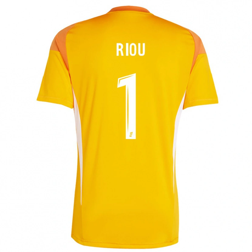 Danxen Mujer Camiseta Rémy Riou #1 Blanco Naranja Claro Portero Equipación 2025/26 La Camisa