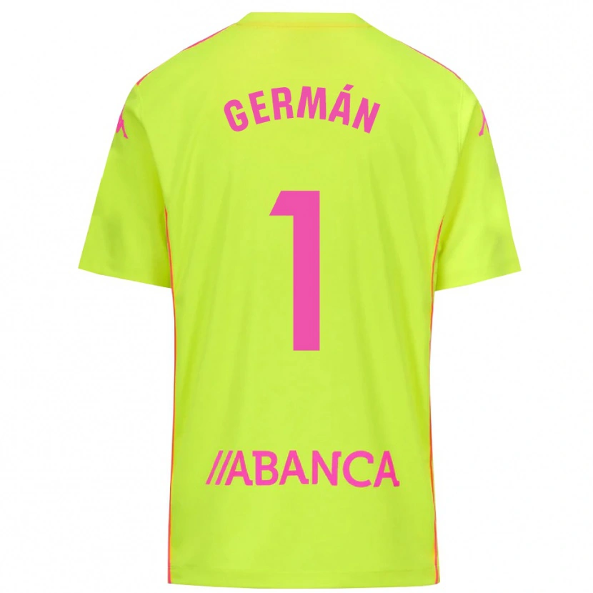 Danxen Mujer Camiseta Germán Parreño #1 Verde Amarillo Portero Equipación 2025/26 La Camisa