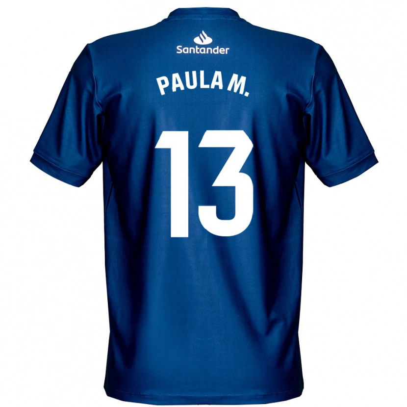 Danxen Mujer Camiseta Paula Muñoz Álvarez #13 Blanco Azul Real Portero Equipación 2025/26 La Camisa