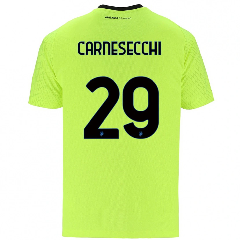 Danxen Mujer Camiseta Marco Carnesecchi #29 Verde Amarillo Rojo Portero Equipación 2025/26 La Camisa