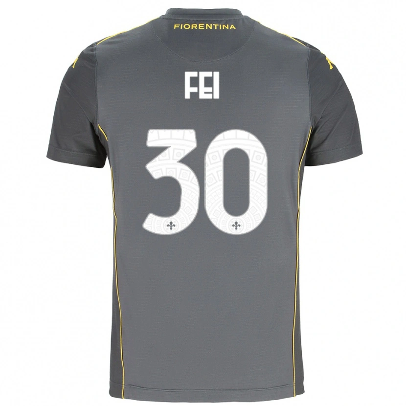 Danxen Mujer Camiseta Gianmaria Fei #30 Gris Oscuro Amarillo Portero Equipación 2025/26 La Camisa