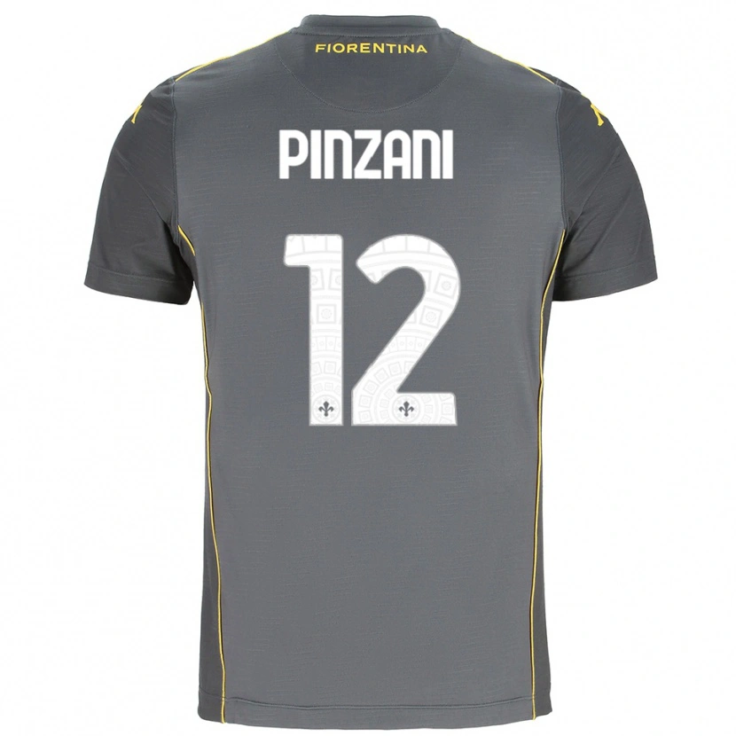 Danxen Mujer Camiseta Lorenzo Pinzani #12 Gris Oscuro Amarillo Portero Equipación 2025/26 La Camisa