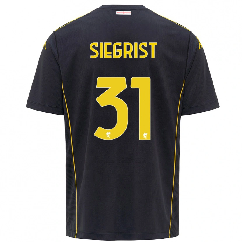 Danxen Mujer Camiseta Benjamin Siegrist #31 Negro Amarillo Portero Equipación 2025/26 La Camisa