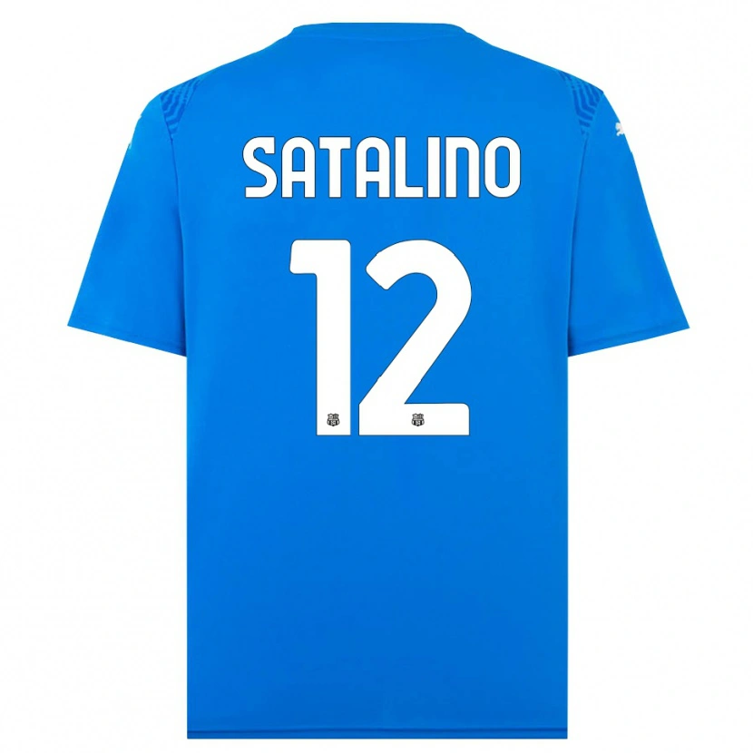 Danxen Mujer Camiseta Giacomo Satalino #12 Azul Blanco Portero Equipación 2025/26 La Camisa