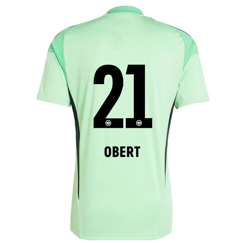 Danxen Mujer Camiseta Yuriy Obert #21 Verde Claro Negro Portero Equipación 2025/26 La Camisa