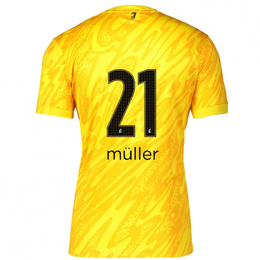Danxen Mujer Camiseta Florian Müller #21 Amarillo Negro Portero Equipación 2025/26 La Camisa