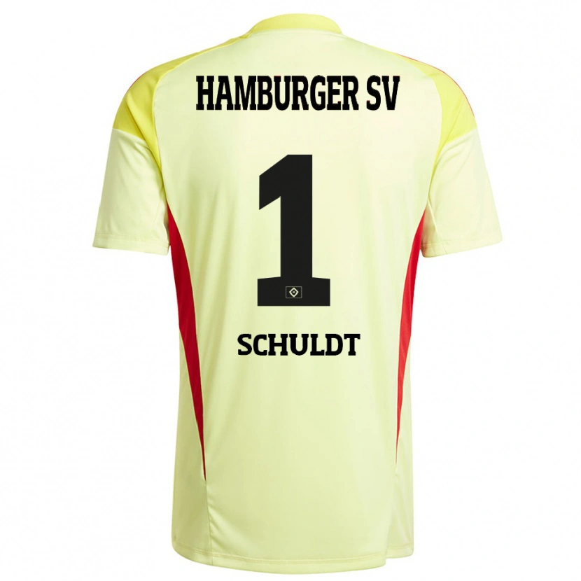 Danxen Mujer Camiseta Inga Schuldt #1 Amarillo Negro Rojo Portero Equipación 2025/26 La Camisa