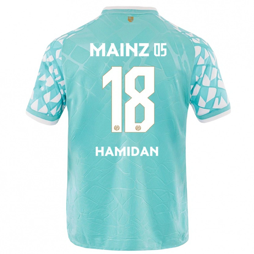 Danxen Mujer Camiseta Ilyas Hamidan #18 Blanco Turquesa Portero Equipación 2025/26 La Camisa