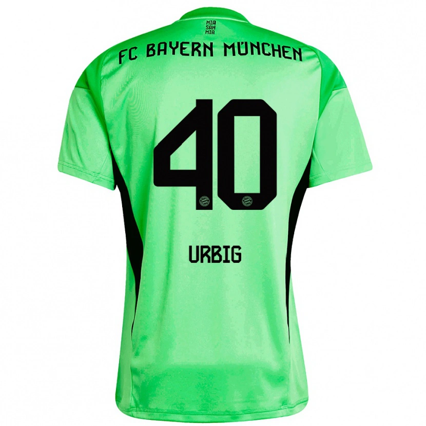 Danxen Mujer Camiseta Jonas Urbig #40 Verde Primavera Medio Portero Equipación 2025/26 La Camisa
