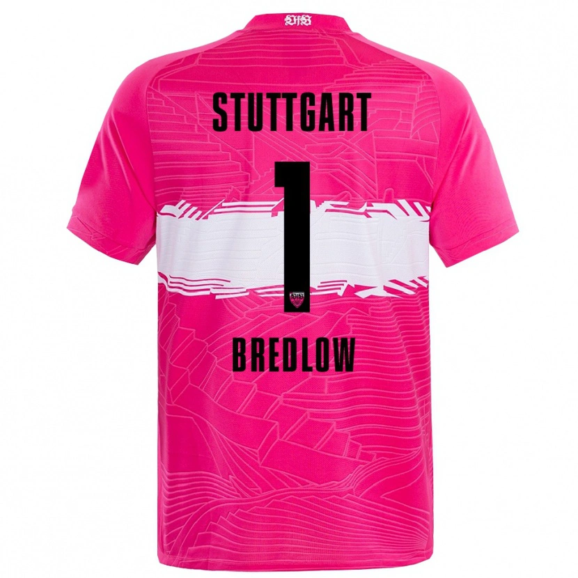 Danxen Mujer Camiseta Fabian Bredlow #1 Rosa Profundo Negro Portero Equipación 2025/26 La Camisa