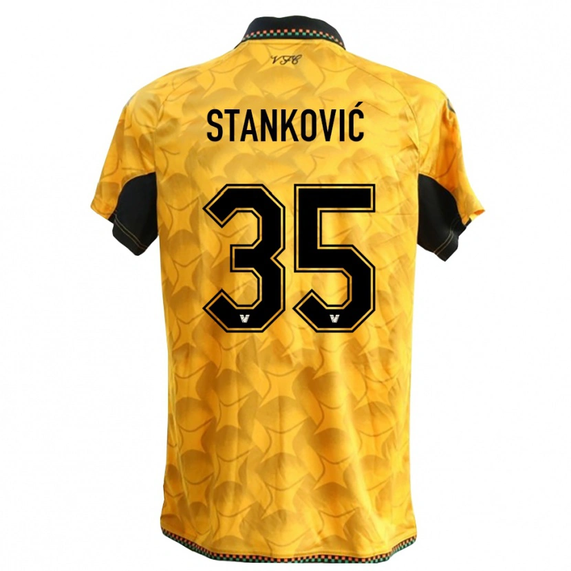 Danxen Mujer Camiseta Filip Stanković #35 Amarillo Negro Portero Equipación 2025/26 La Camisa