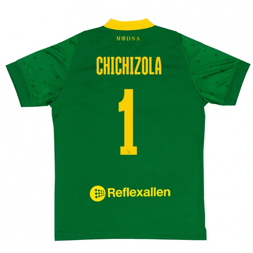 Danxen Mujer Camiseta Leandro Chichizola #1 Verde Amarillo Portero Equipación 2025/26 La Camisa