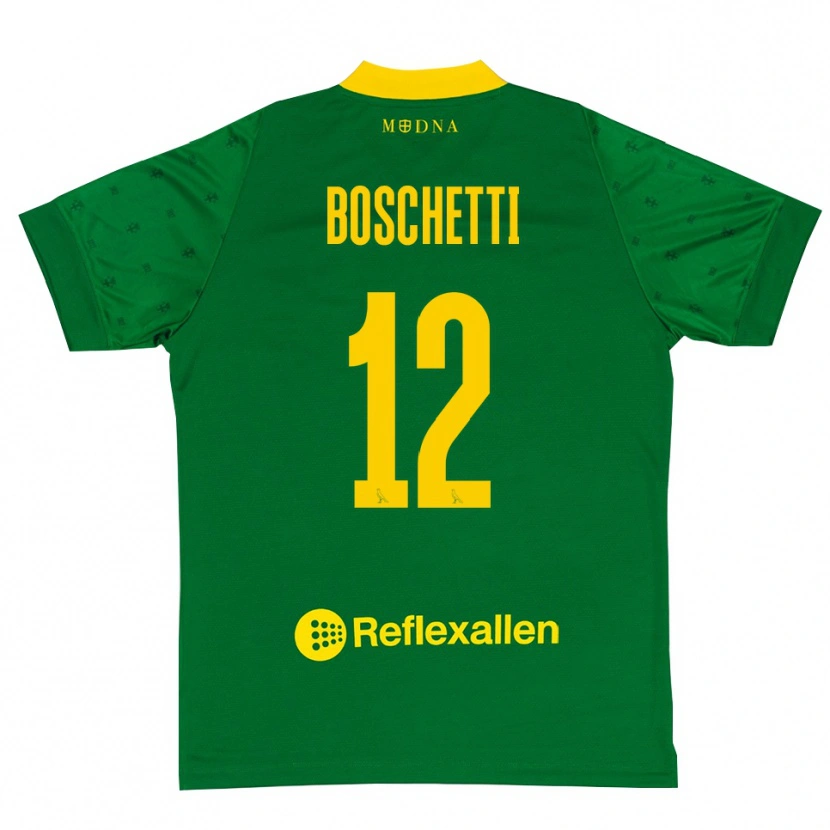 Danxen Mujer Camiseta Matteo Boschetti #12 Verde Amarillo Portero Equipación 2025/26 La Camisa