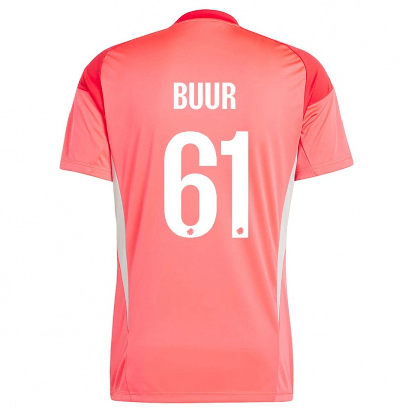 Danxen Mujer Camiseta Oscar Buur #61 Rojo Blanco Portero Equipación 2025/26 La Camisa