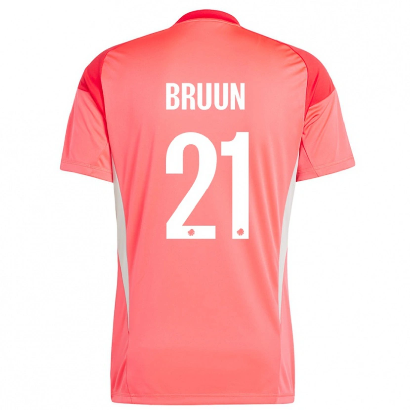 Danxen Mujer Camiseta Alfred Bruun #21 Rojo Blanco Portero Equipación 2025/26 La Camisa