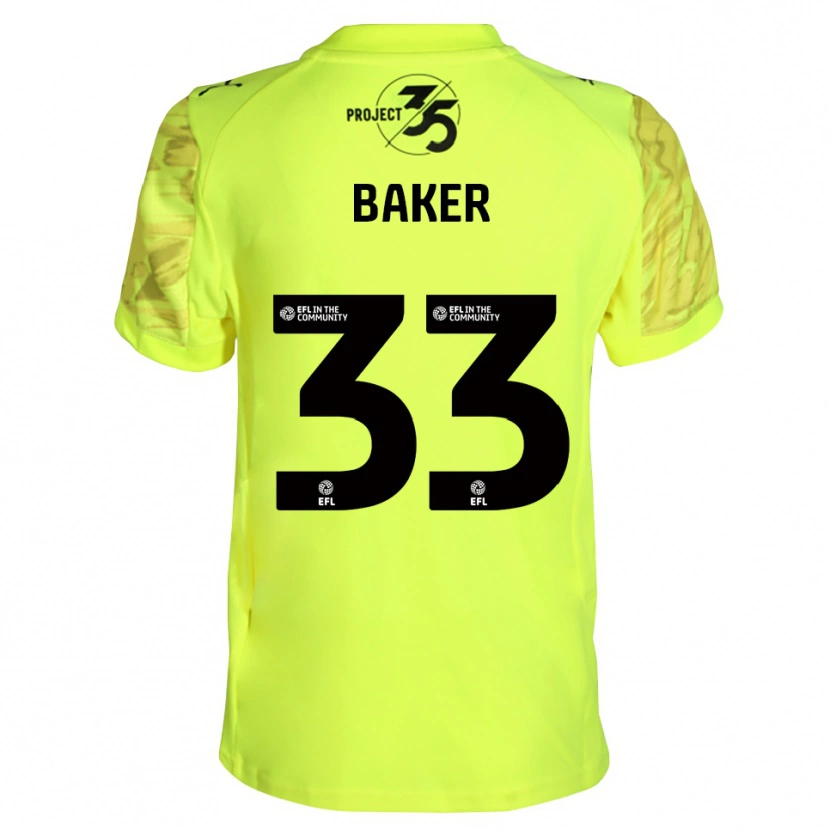 Danxen Mujer Camiseta Zak Baker #33 Negro Verde Fluorescente Portero Equipación 2025/26 La Camisa