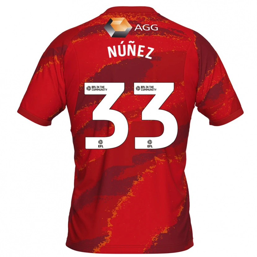 Danxen Mujer Camiseta Anthony Núñez #33 Blanco Rojo Portero Equipación 2025/26 La Camisa