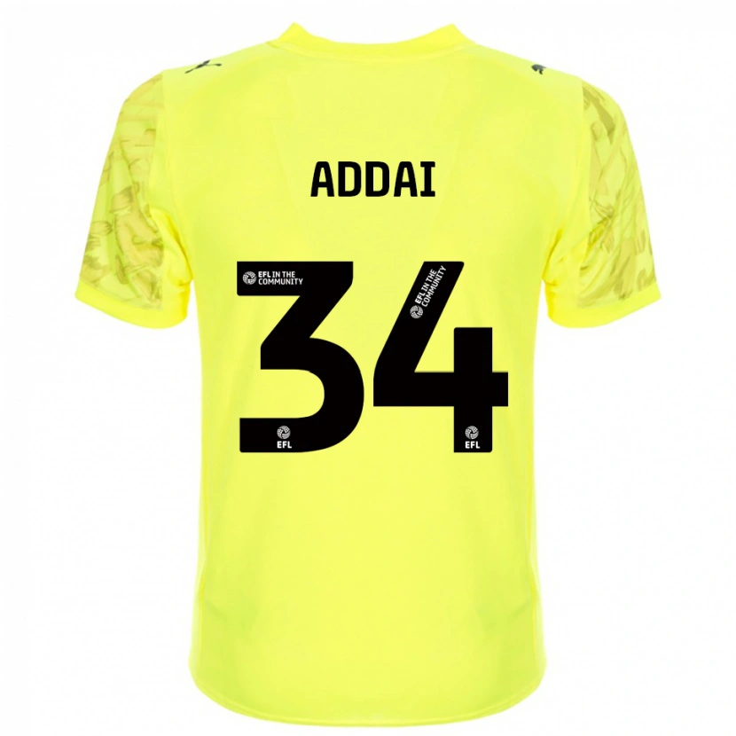 Danxen Mujer Camiseta Corey Addai #34 Negro Amarillo Portero Equipación 2025/26 La Camisa
