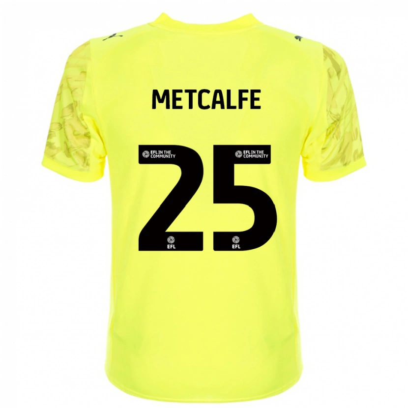 Danxen Mujer Camiseta Max Metcalfe #25 Negro Amarillo Portero Equipación 2025/26 La Camisa