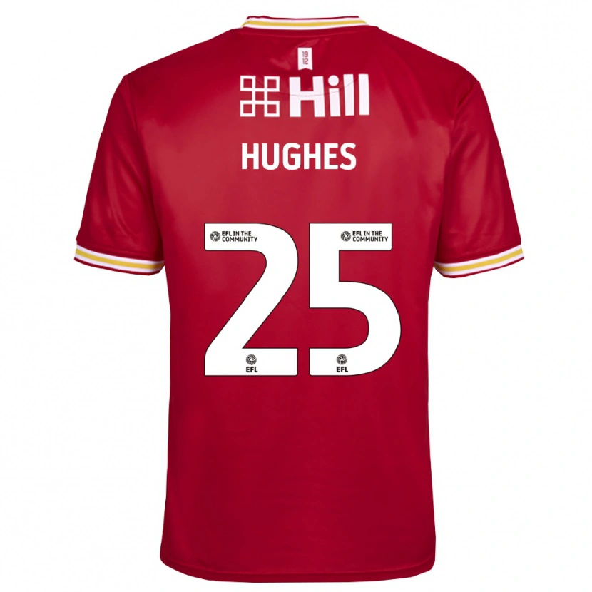 Danxen Mujer Camiseta Ben Hughes #25 Blanco Rojo Portero Equipación 2025/26 La Camisa