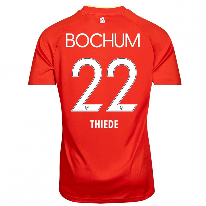 Danxen Mujer Camiseta Niclas Thiede #22 Blanco Rojo Portero Equipación 2025/26 La Camisa