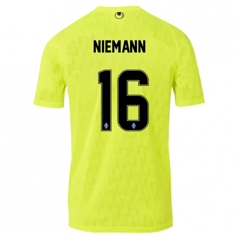 Danxen Mujer Camiseta Jan Niemann #16 Negro Amarillo Portero Equipación 2025/26 La Camisa