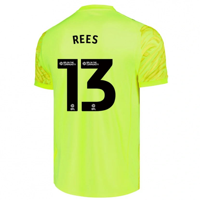 Danxen Mujer Camiseta Harvey Rees #13 Verde Fluorescente Portero Equipación 2025/26 La Camisa