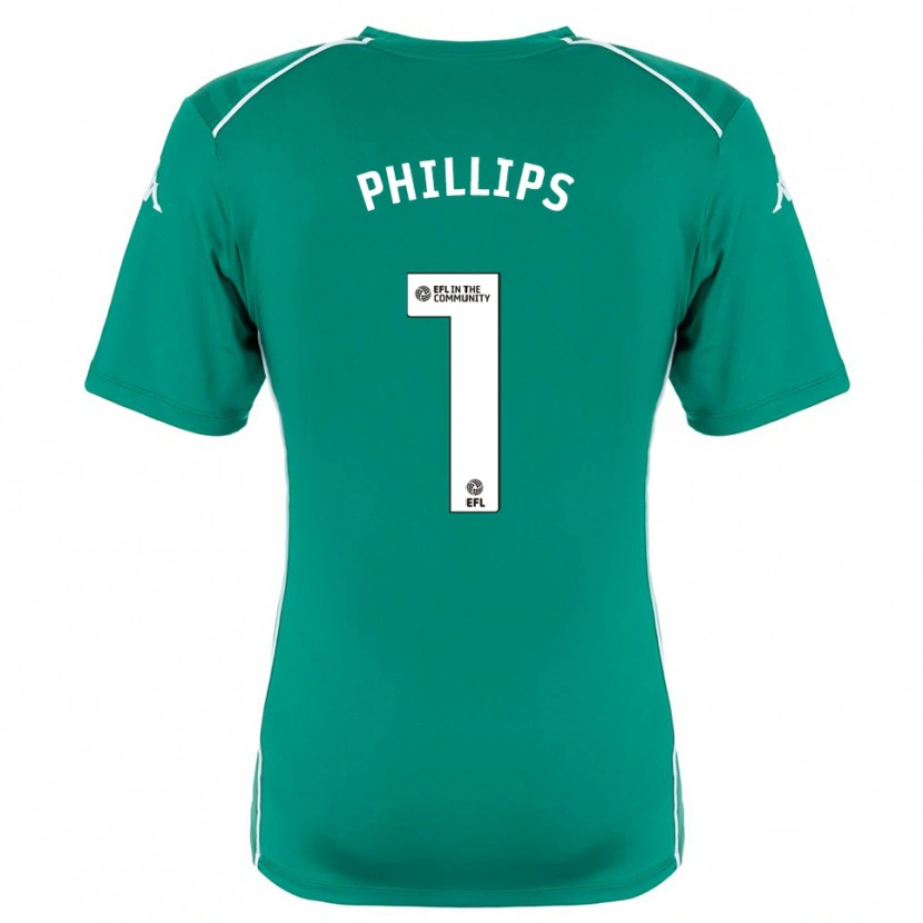 Danxen Mujer Camiseta Dillon Phillips #1 Verde Blanco Portero Equipación 2025/26 La Camisa