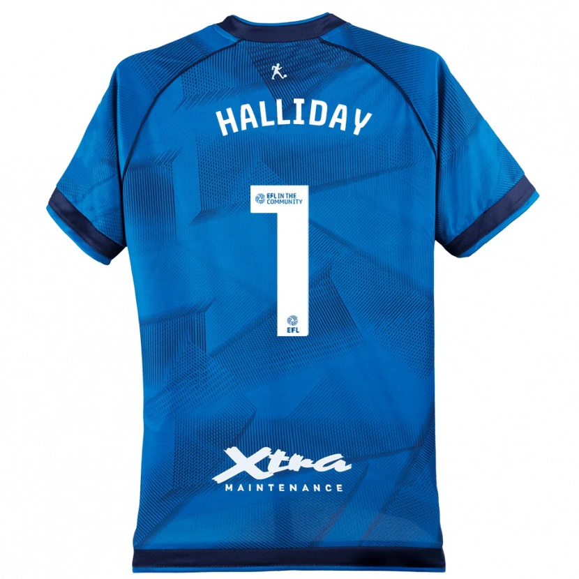 Danxen Mujer Camiseta Joel Halliday #1 Azul Blanco Portero Equipación 2025/26 La Camisa