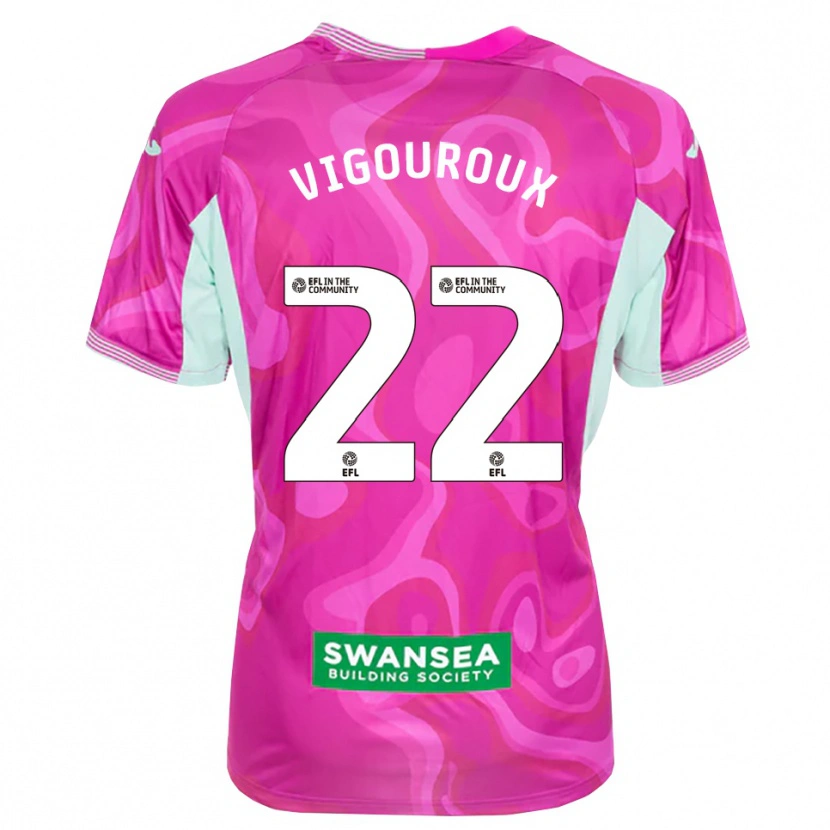 Danxen Mujer Camiseta Lawrence Vigouroux #22 Blanco Magenta Portero Equipación 2025/26 La Camisa