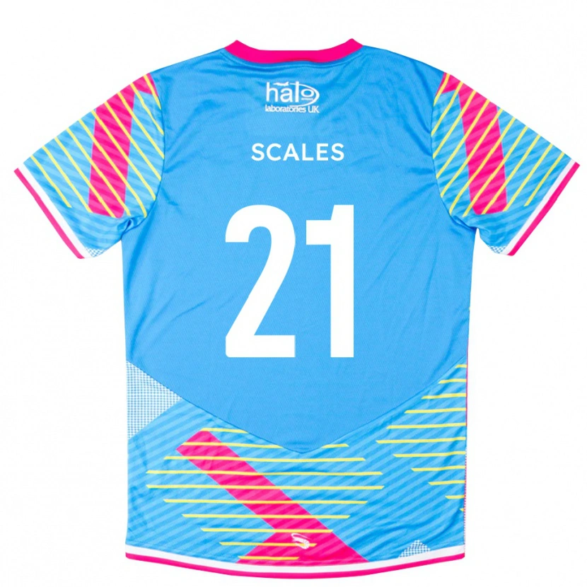 Danxen Mujer Camiseta Alfie Scales #21 Rosa Azul Cielo Portero Equipación 2025/26 La Camisa