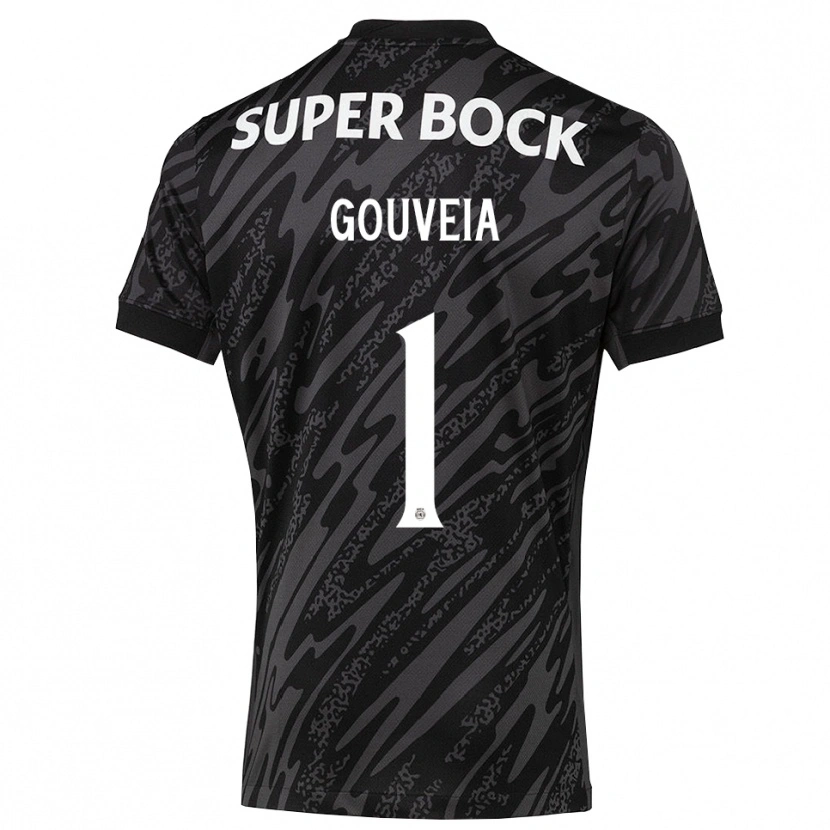 Danxen Mujer Camiseta Miguel Gouveia #1 Gris Negro Blanco Portero Equipación 2025/26 La Camisa