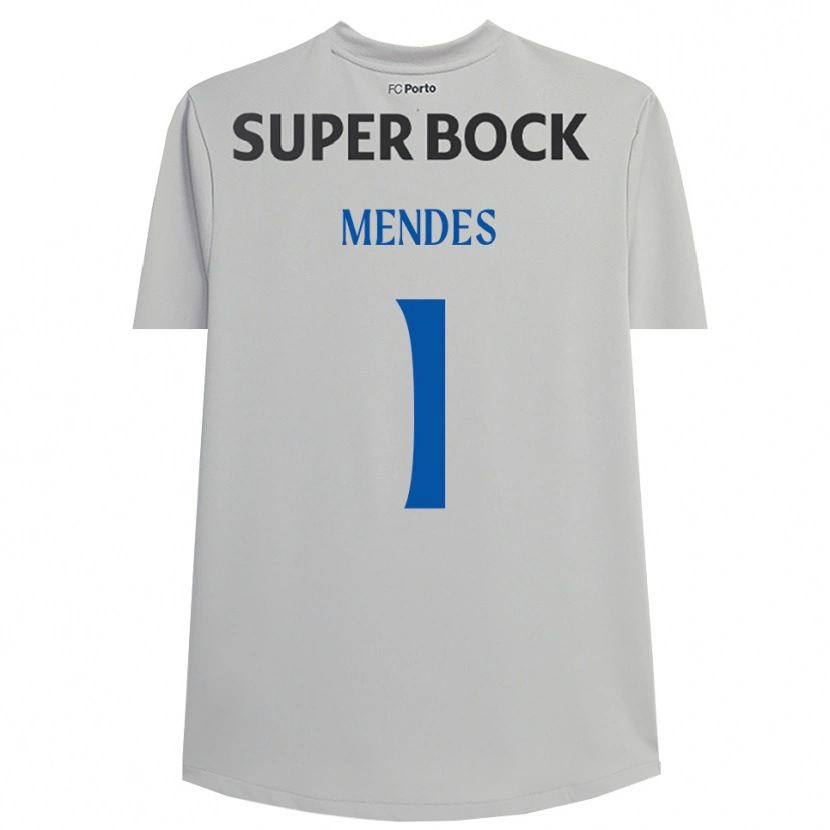 Danxen Mujer Camiseta Francisco Mendes #1 Gris Claro Negro Portero Equipación 2025/26 La Camisa
