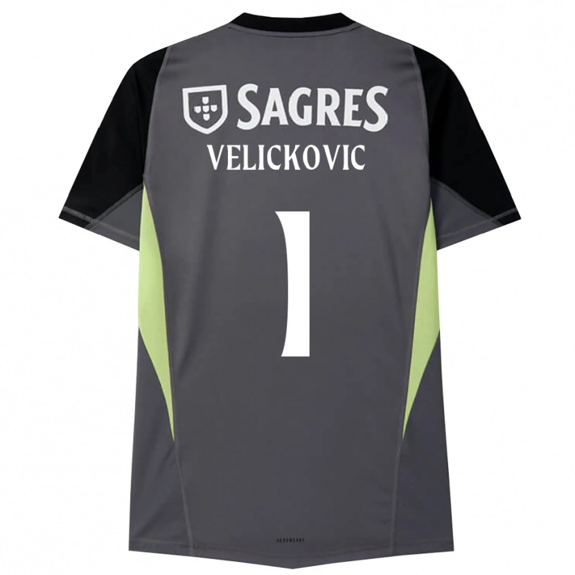 Danxen Mujer Camiseta Luka Veličković #1 Gris Oscuro Negro Portero Equipación 2025/26 La Camisa