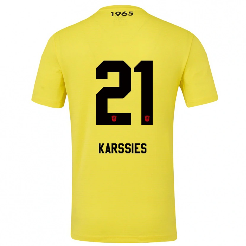 Danxen Mujer Camiseta Sam Karssies #21 Amarillo Negro Portero Equipación 2025/26 La Camisa